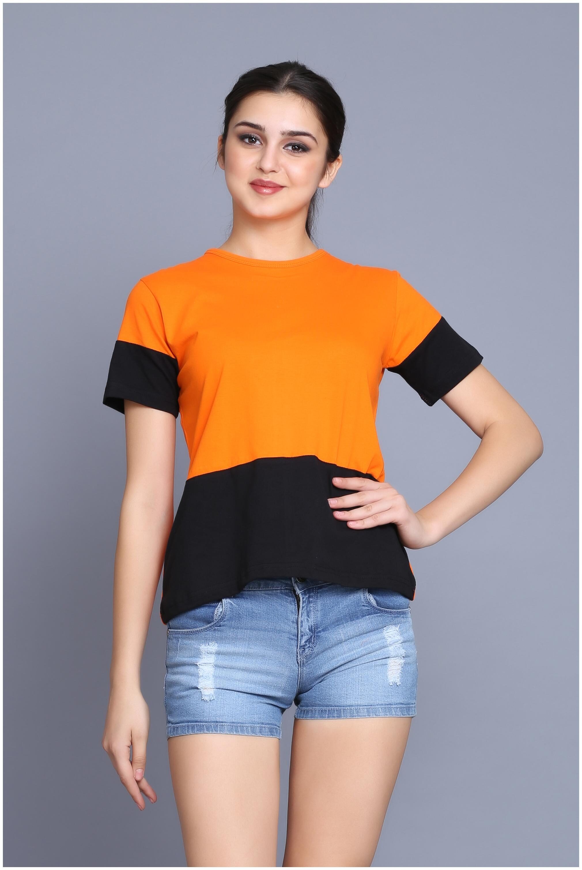 

fabstone collection Women Yellow Regular fit Round neck Cotton T shirt