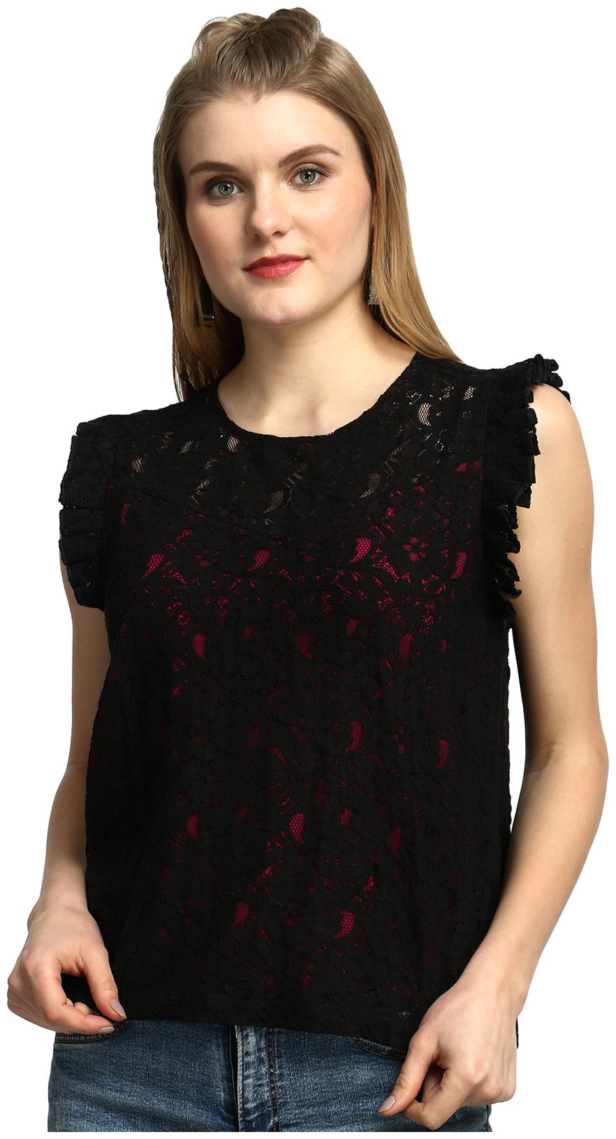 

Facio Women Round Neck Slim Fit Tops (Black)