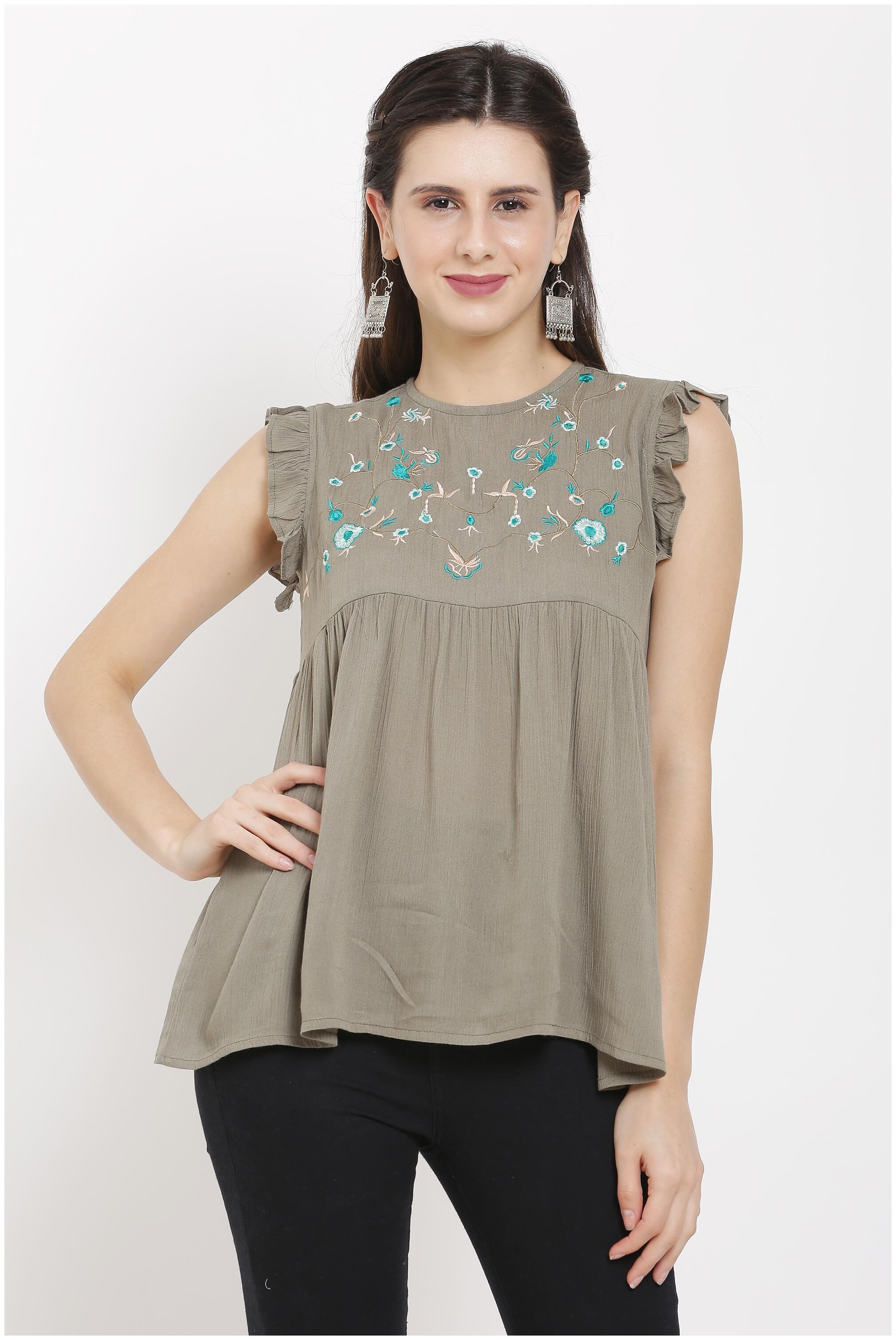 

Facio Women Round Neck Slim Fit Tops (Olive)