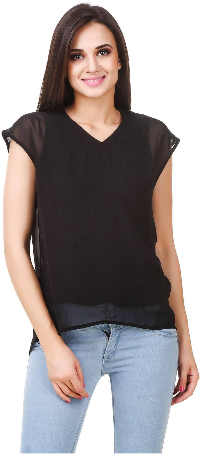 FAIRIANO Women Solid Regular top - Black