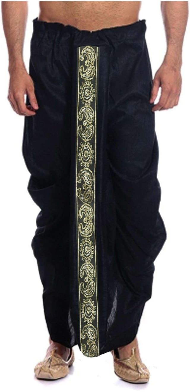 Fanzi Blended Solid Regular Dhoti - Black