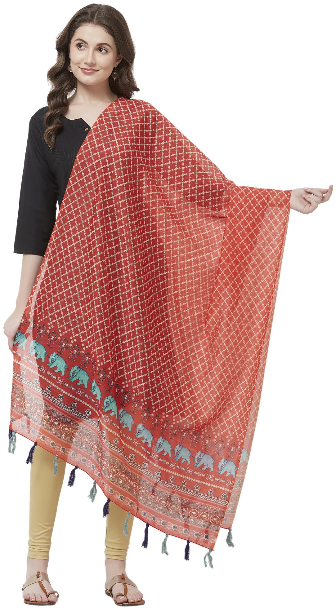 

Faserz Chanderi Printed Dupatta Red
