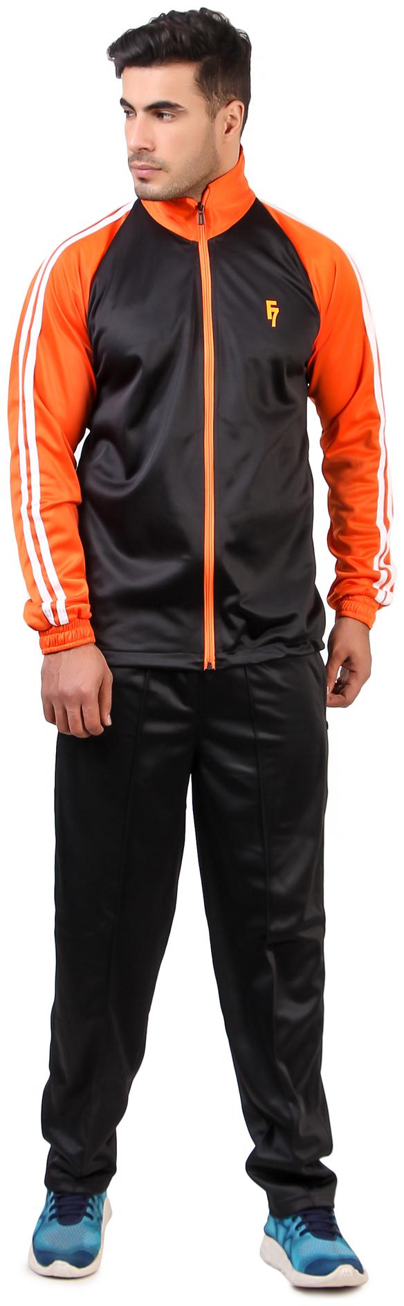 

Fashion 7 Men Sports Colorblocked Tracksuit Orange Black