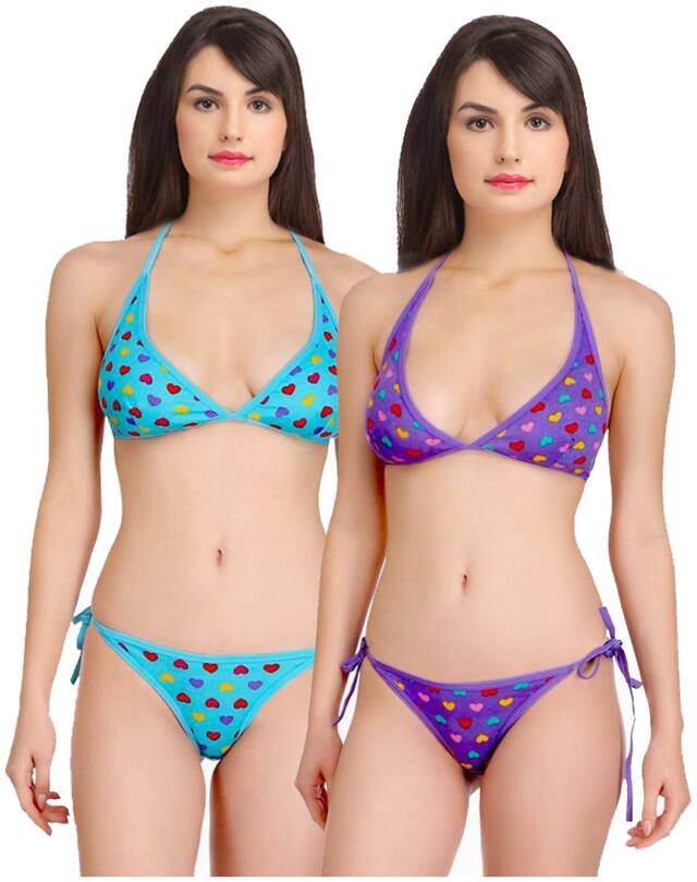 FASHION COMFORTZ Floral Minimizer bra - 2 Lingerie Set