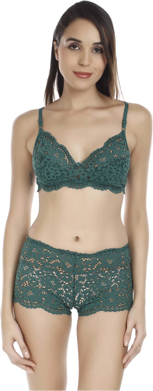 FASHION COMFORTZ Embroidered Minimizer bra - 1 Lingerie Set