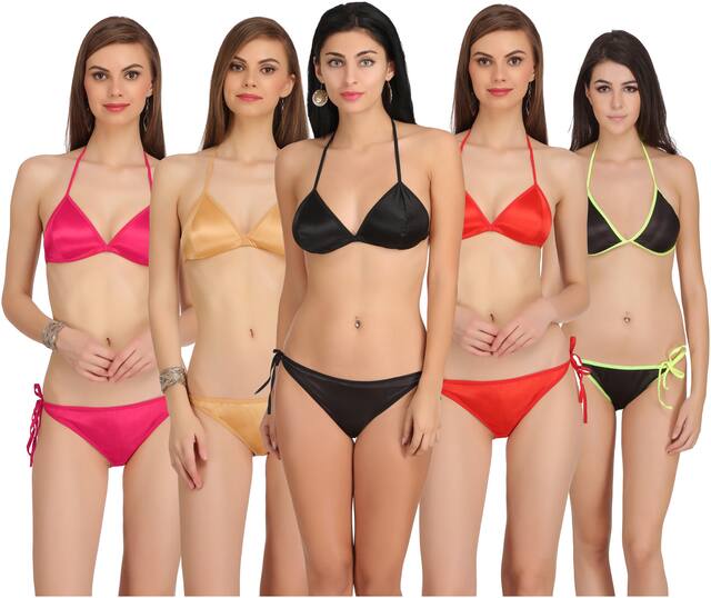 FASHION COMFORTZ Solid Backless bra - 5 Lingerie Set