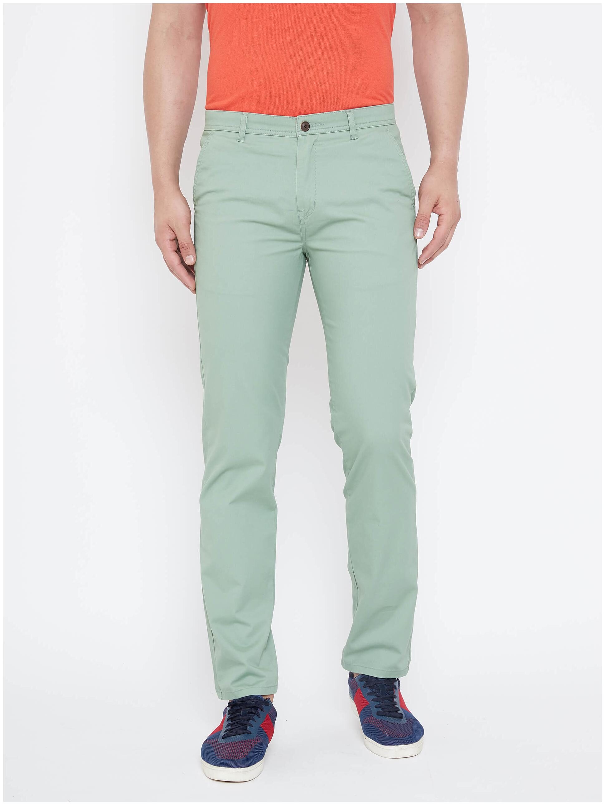

Fashion N Style Men Green Solid Slim fit Travel friendly Chinos