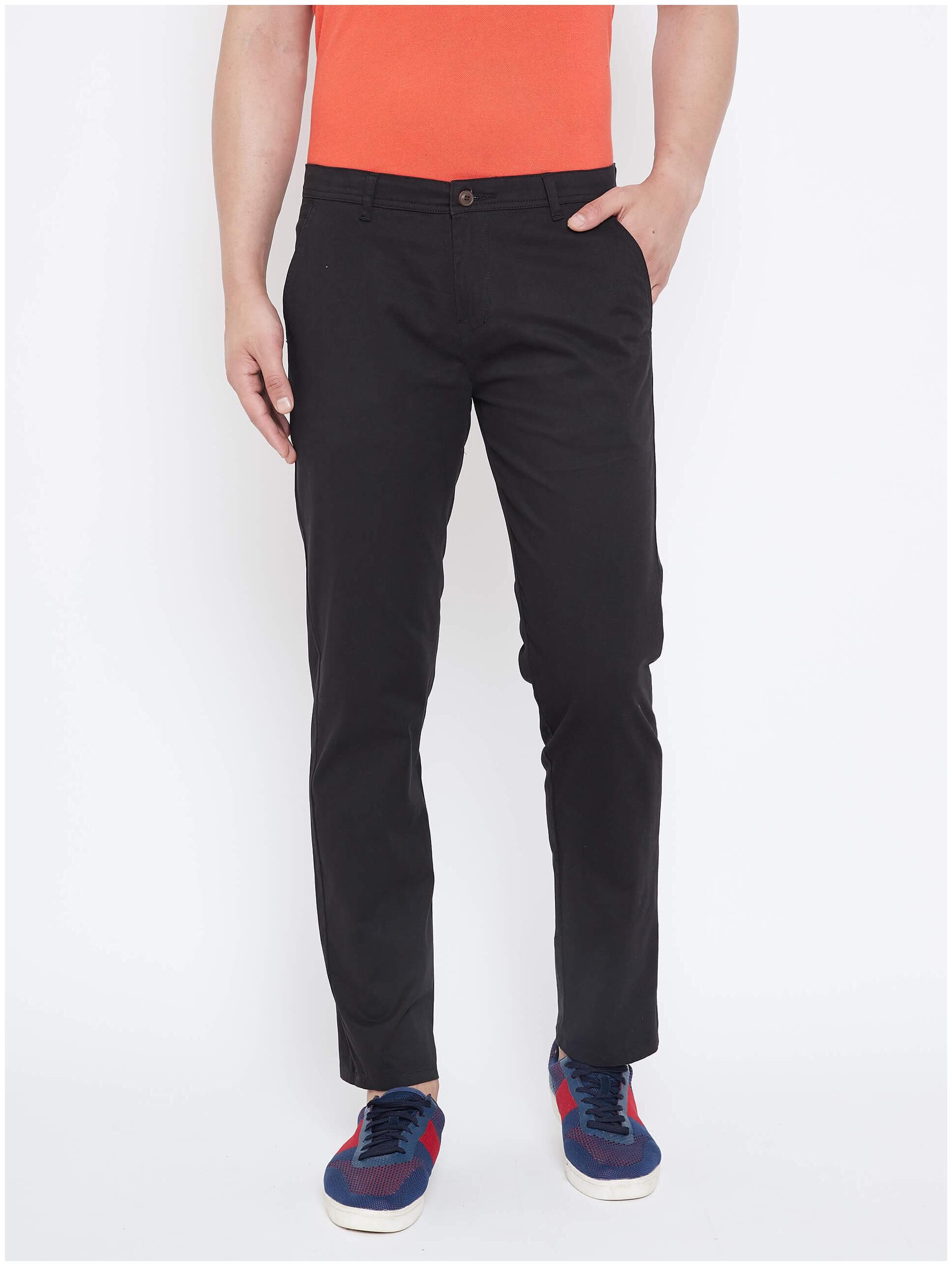 

Fashion N Style Men Black Solid Slim fit Travel friendly Chinos
