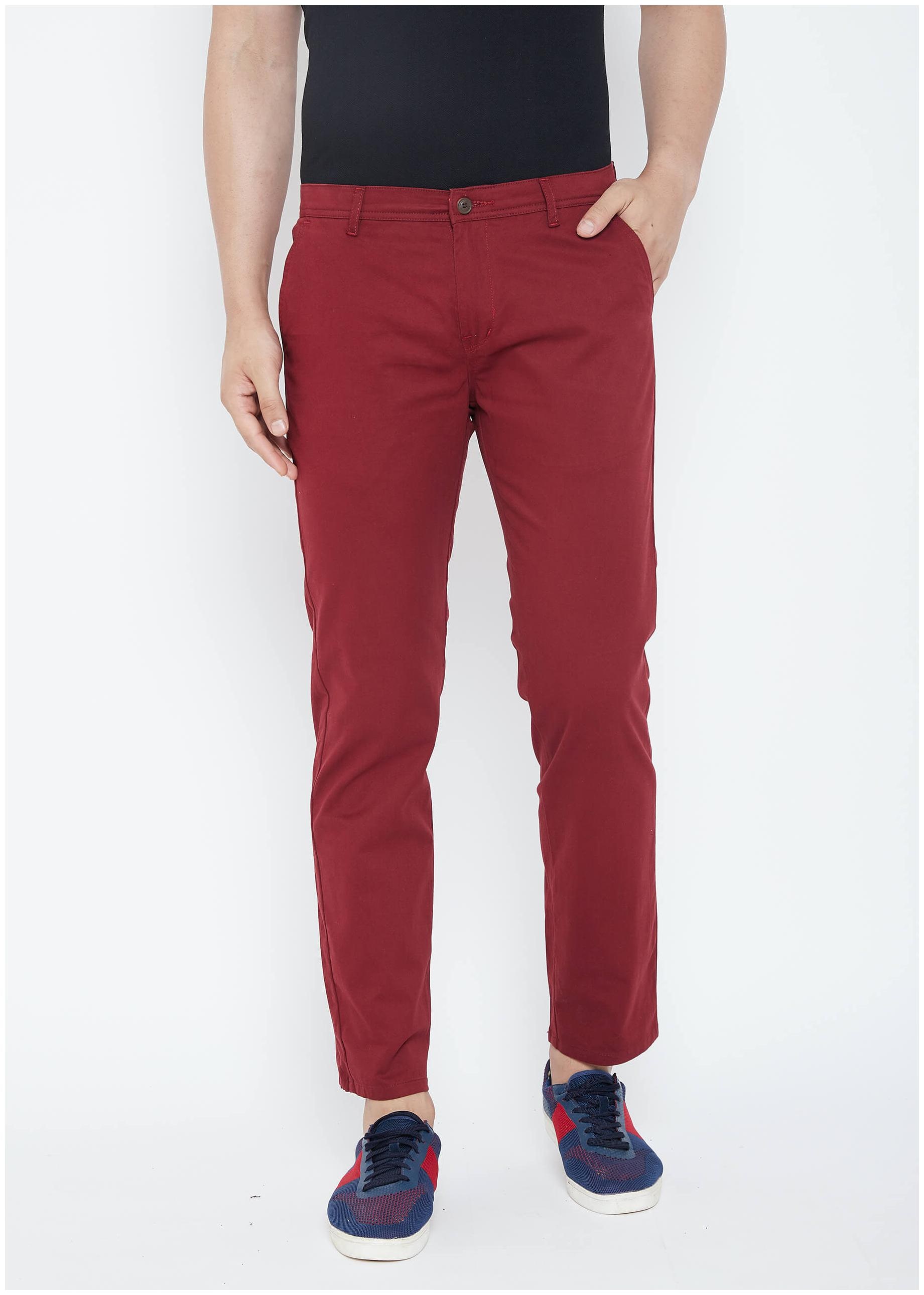 

Fashion N Style Men Maroon Solid Slim fit Travel friendly Chinos