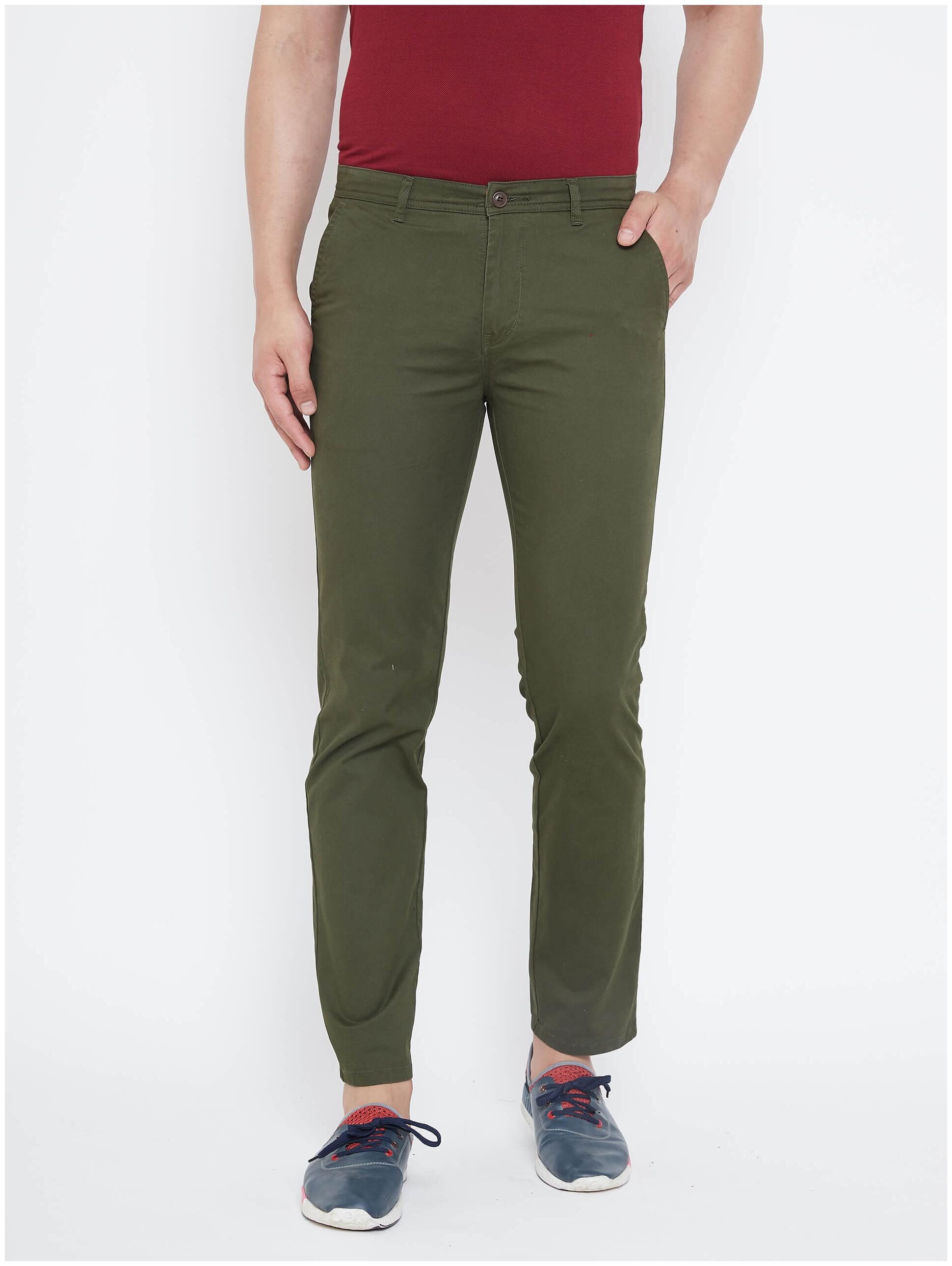 

Fashion N Style Men Green Solid Slim fit Travel friendly Chinos