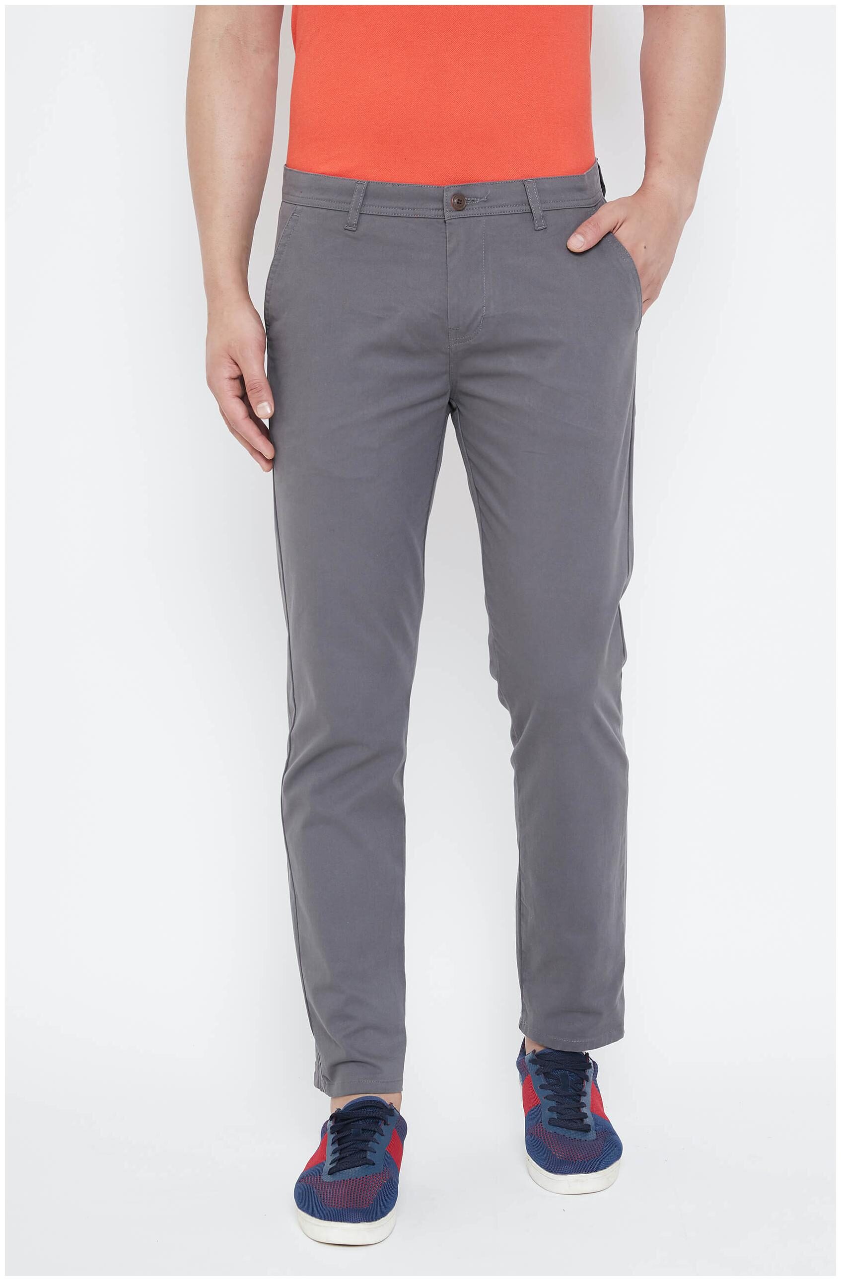 

Fashion N Style Men Grey Solid Slim fit Travel friendly Chinos