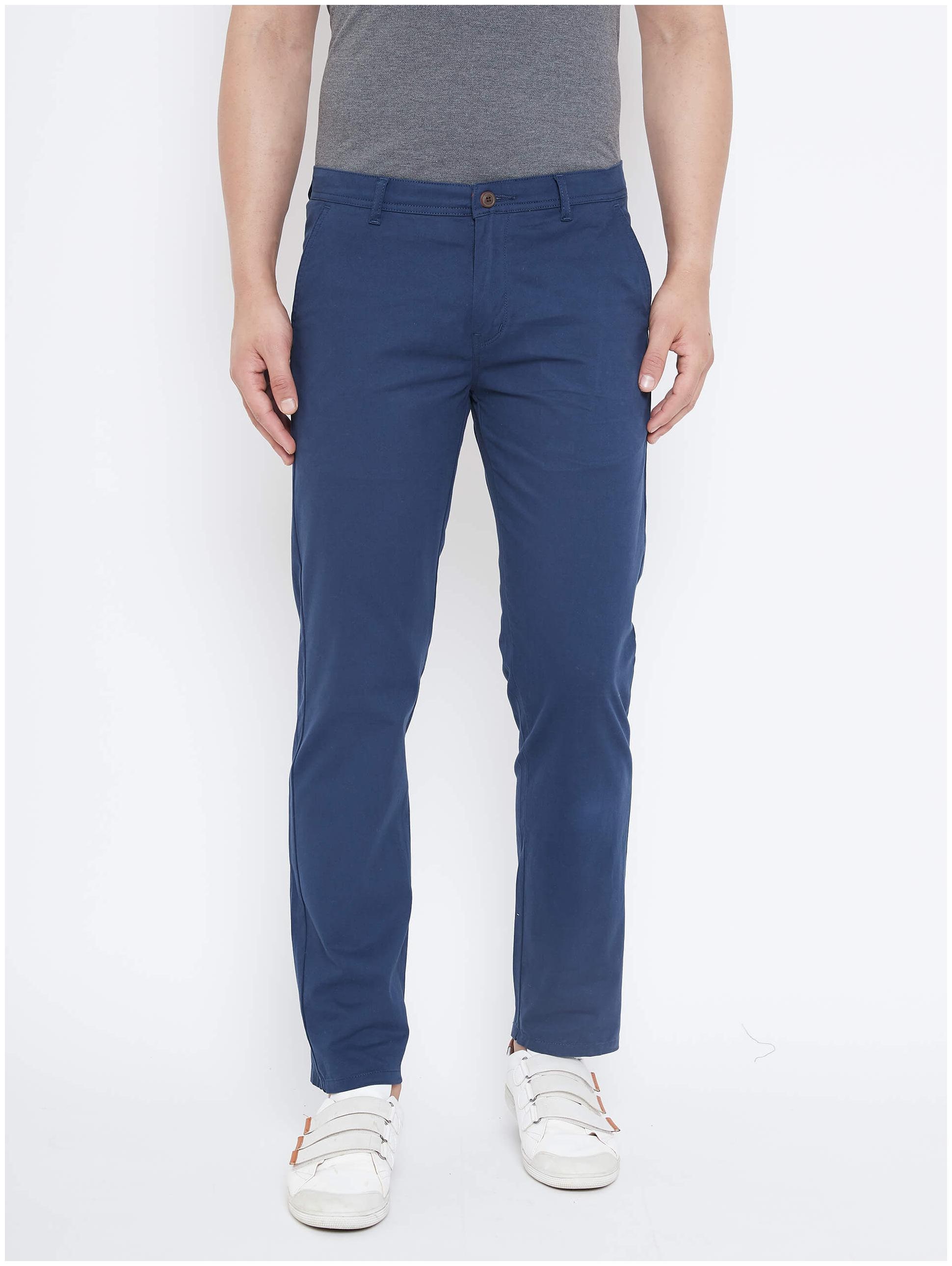 

Fashion N Style Men Navy blue Solid Slim fit Travel friendly Chinos