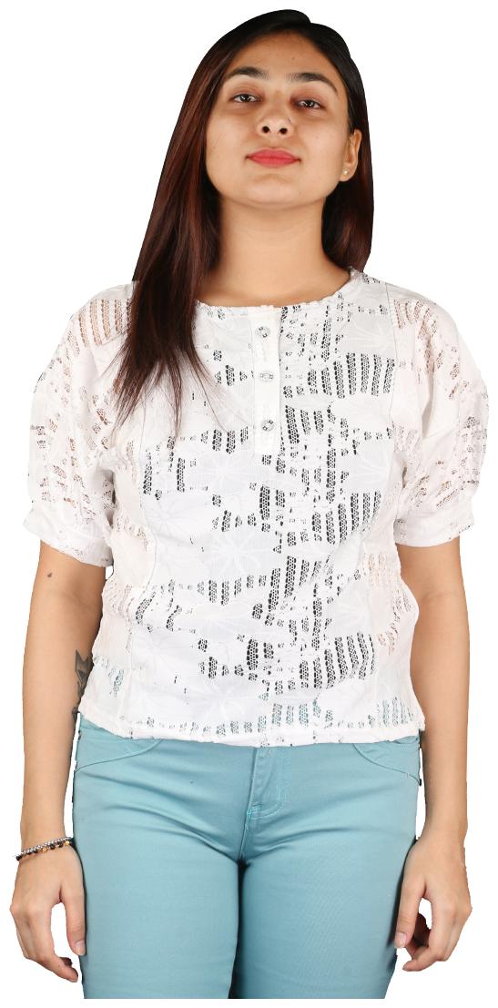 

Fashion Tiara Women Floral Blouson top - White