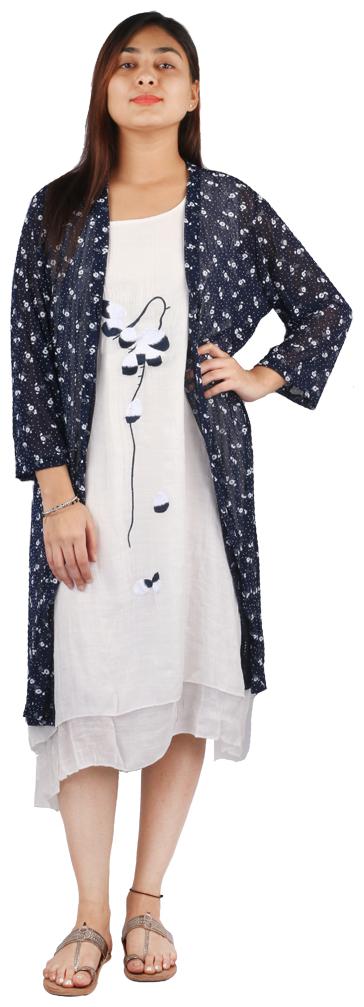 

Fashiontiara Blue Floral A-line dress
