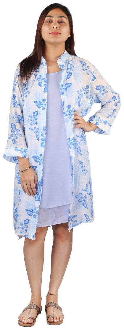 

Fashiontiara Blue Floral Drop-waist dress