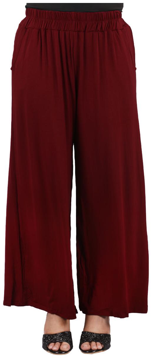 

Fashiontiara Maroon Solid Flared Palazzo