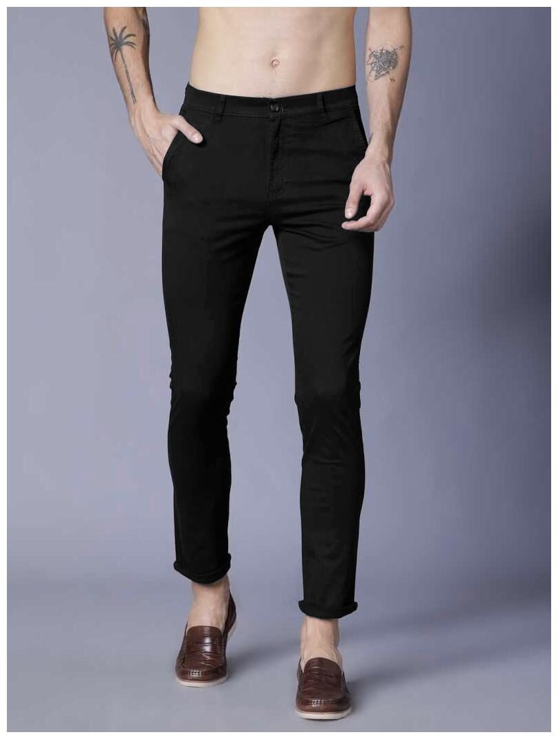 

FASHLOOK Men Black Solid Slim fit Travel friendly Chinos