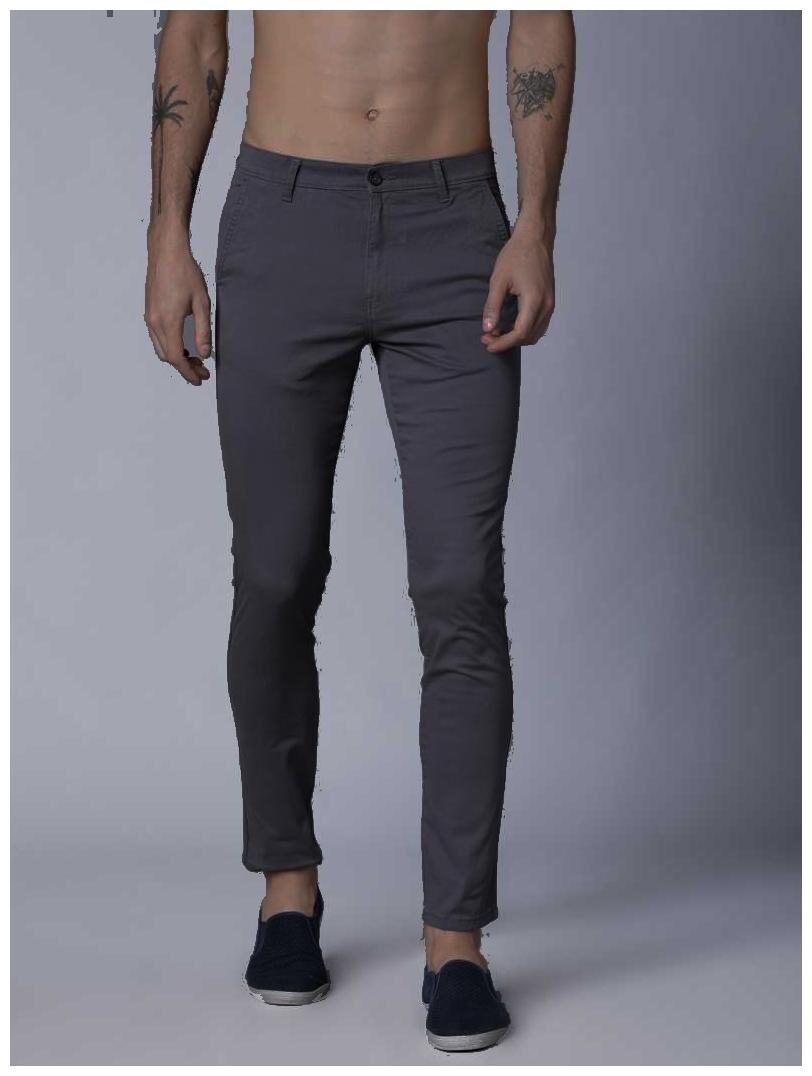 

FASHLOOK Men Grey Solid Slim fit Wrinkle free Chinos