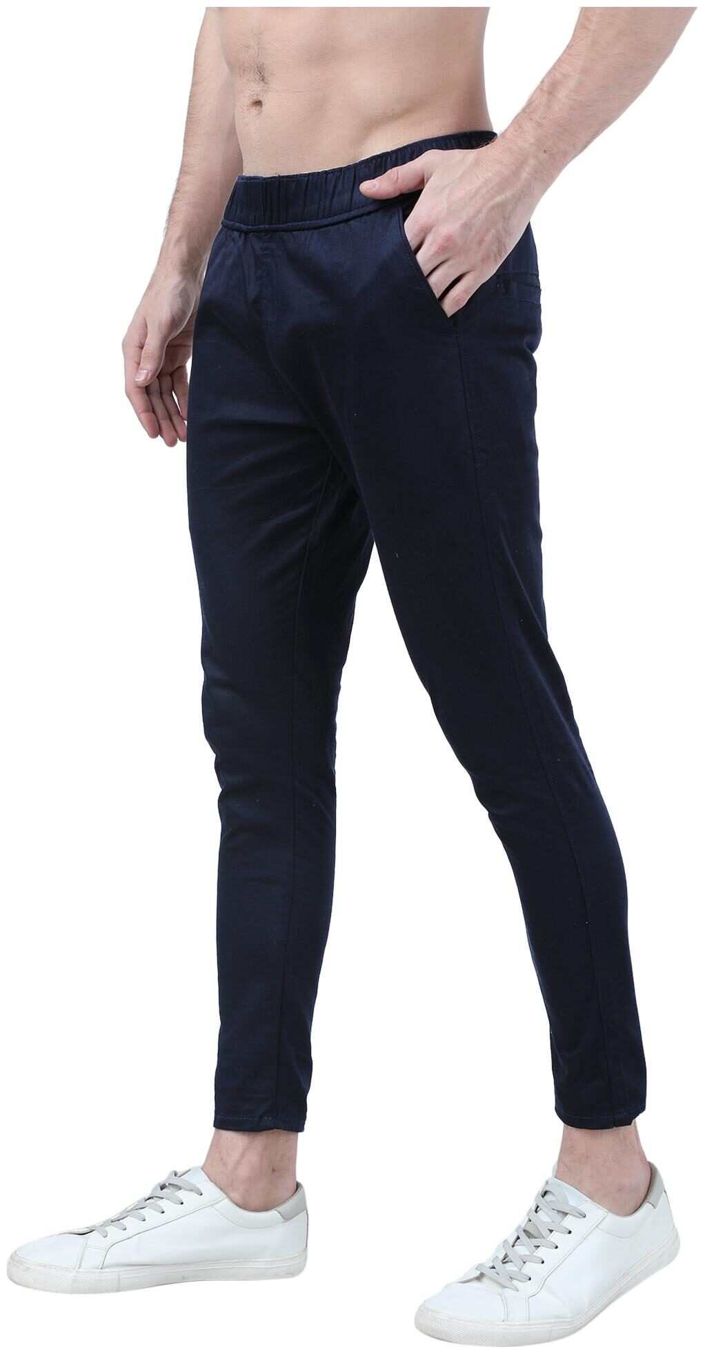 

FASHLOOK Men Navy blue Solid Slim fit Reversible Chinos