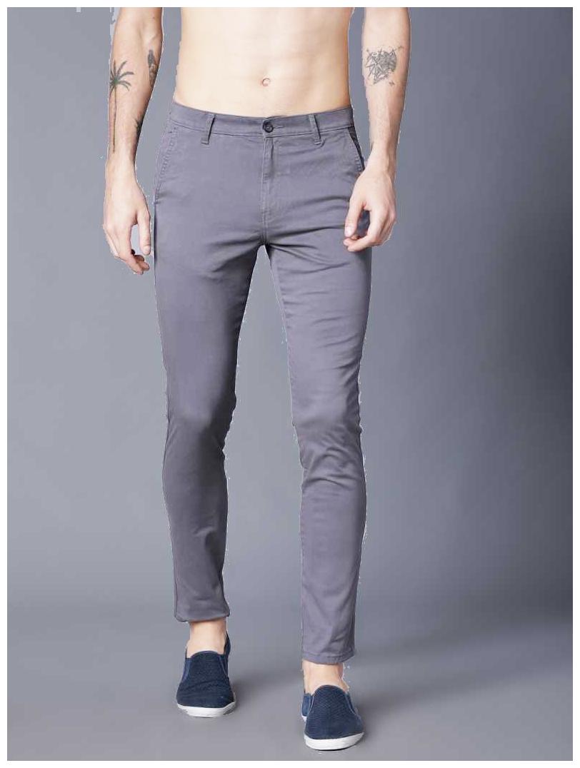 

FASHLOOK Men Grey Solid Slim fit Travel friendly Chinos