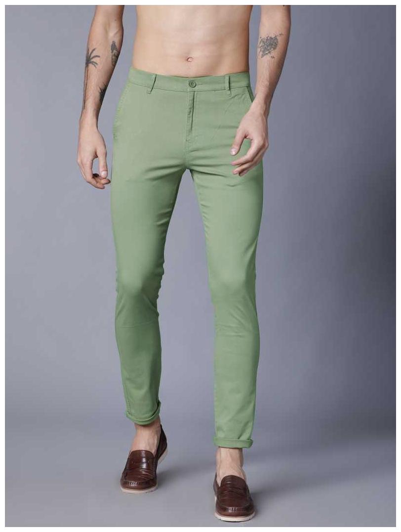 

FASHLOOK Men Green Solid Slim fit Wrinkle free Chinos