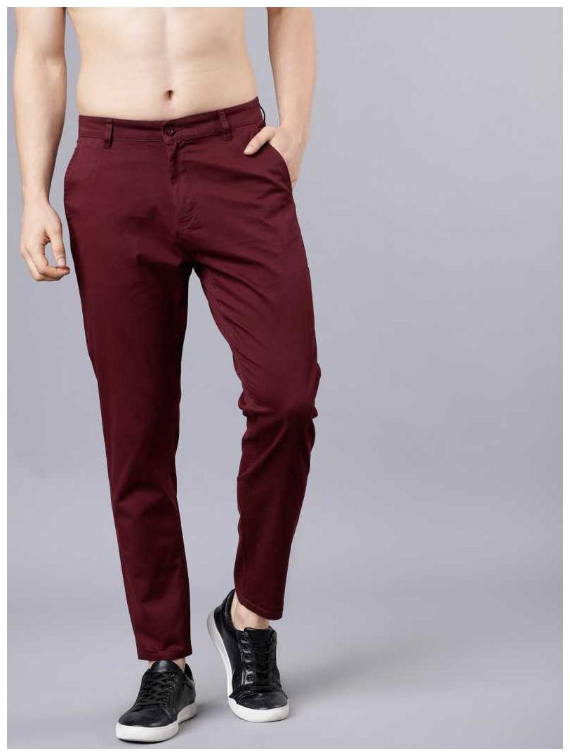 

FASHLOOK Men Maroon Solid Slim fit Stain resistant Chinos