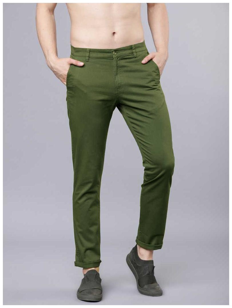 

FASHLOOK Men Green Solid Slim fit Stain resistant Chinos