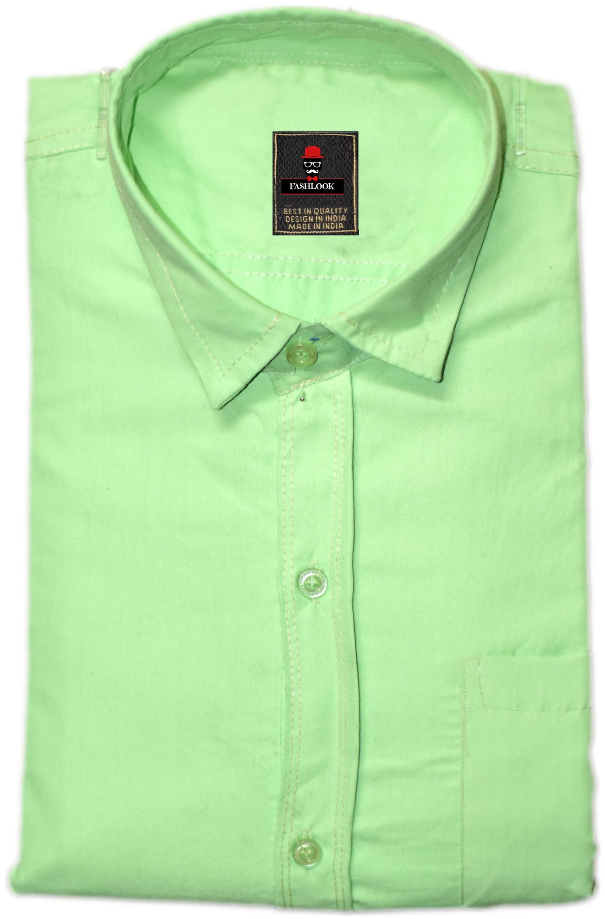 

FASHLOOK Men Green Solid Slim Fit Casual Shirt