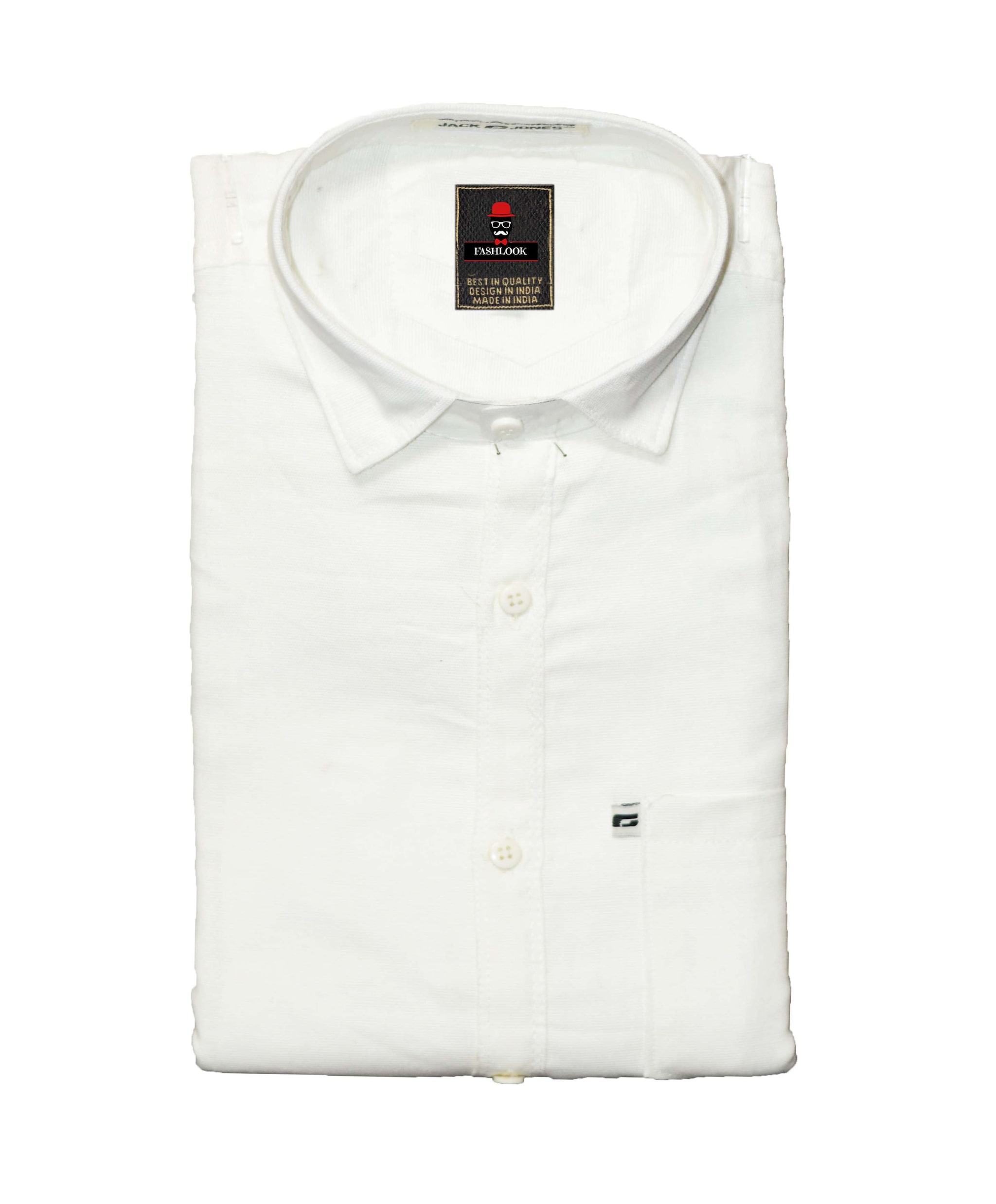 

FASHLOOK Men White Solid Slim Fit Casual Shirt