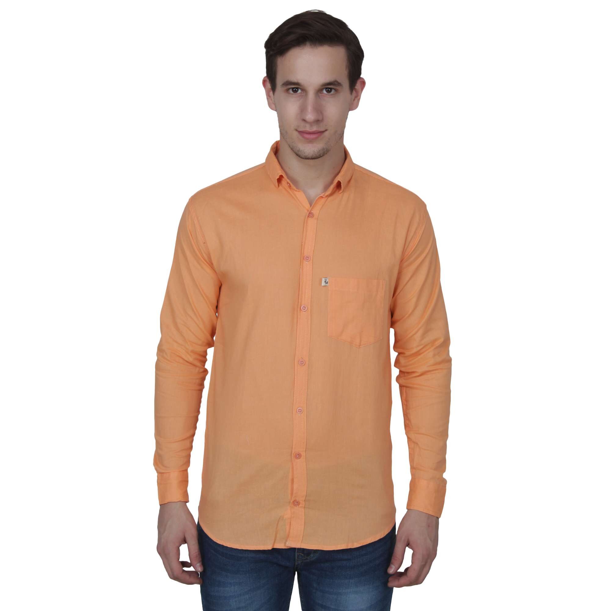 

FASHLOOK Men Orange Solid Slim Fit Casual Shirt