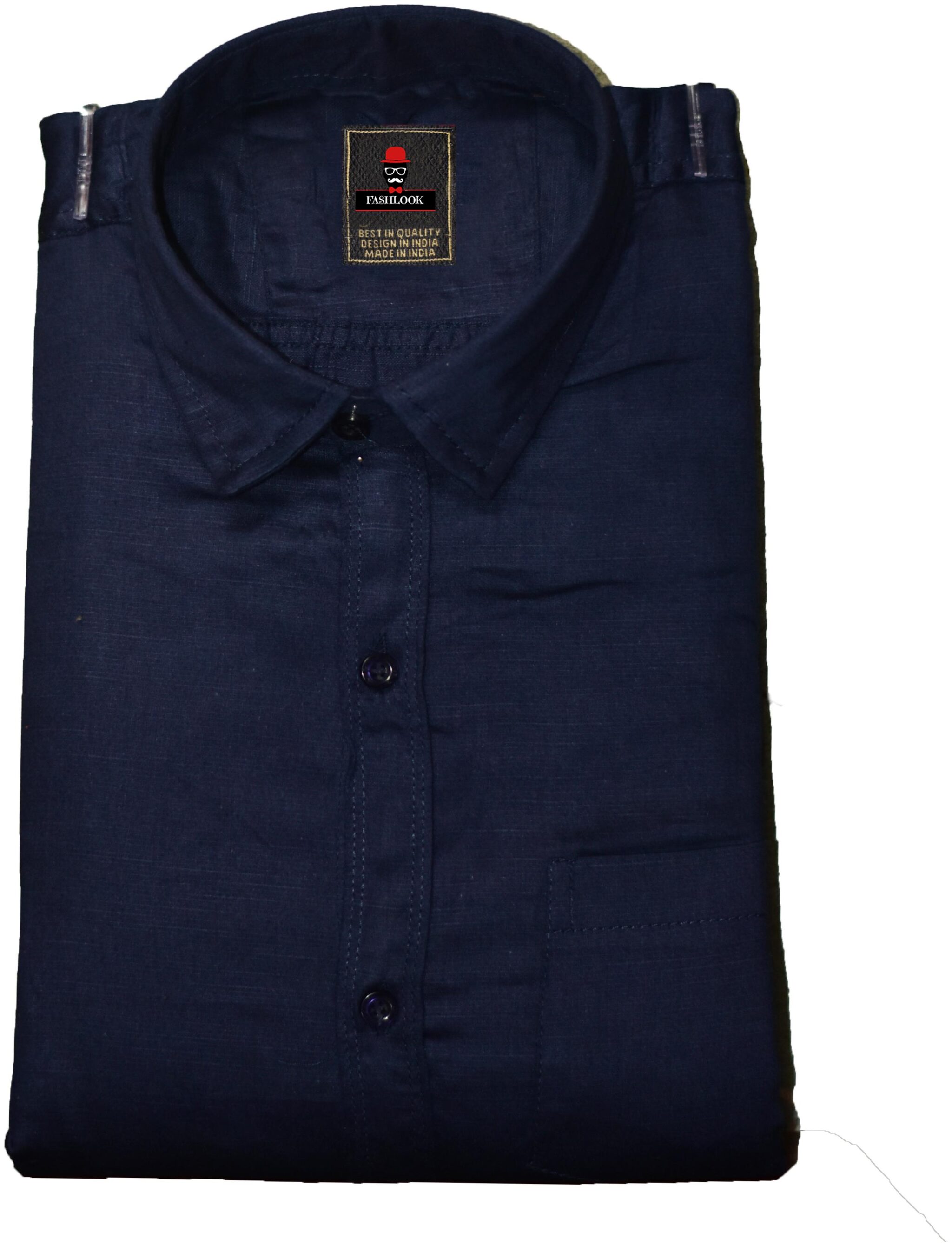 

FASHLOOK Men Blue Solid Slim Fit Casual Shirt