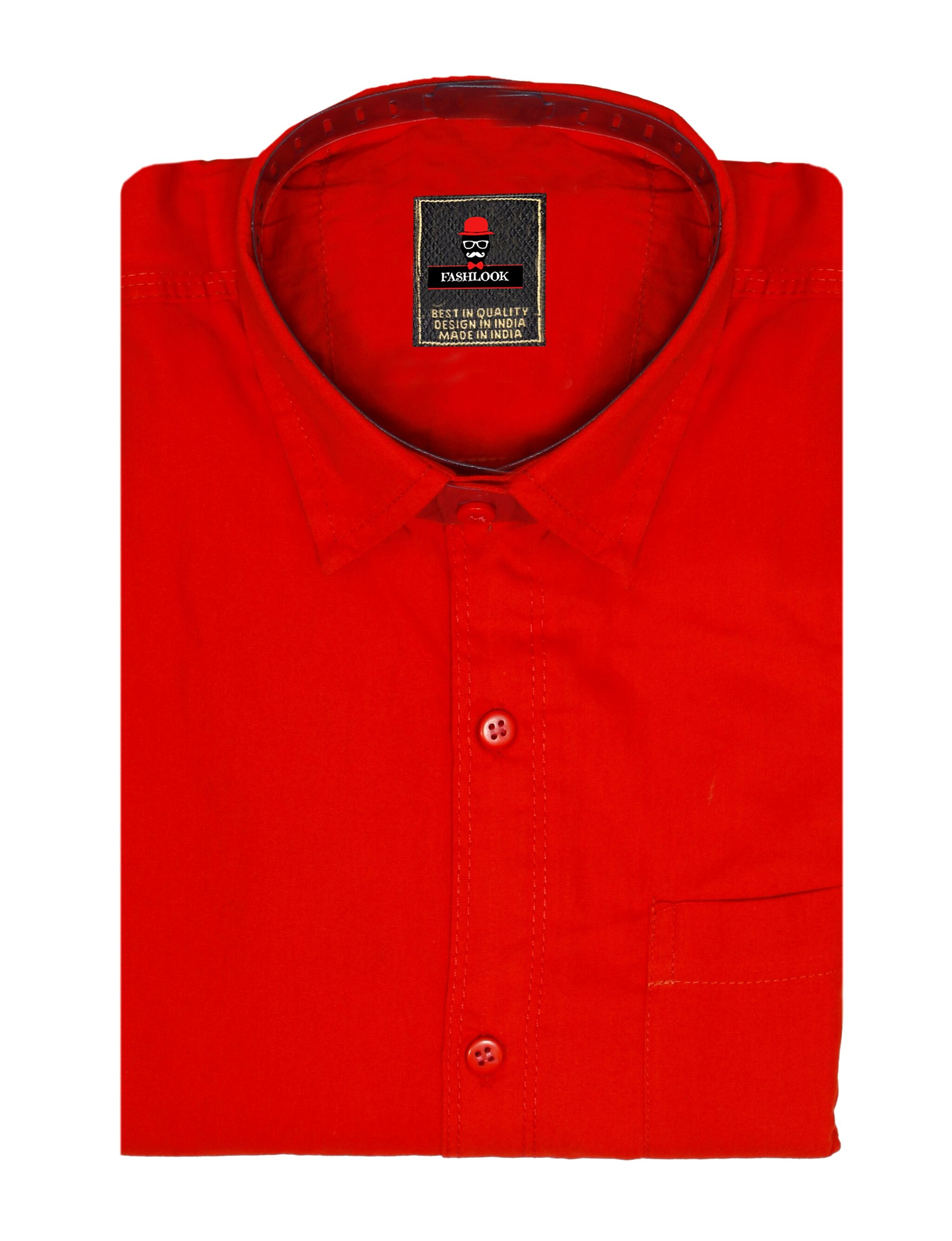 

FASHLOOK Men Red Solid Slim Fit Casual Shirt
