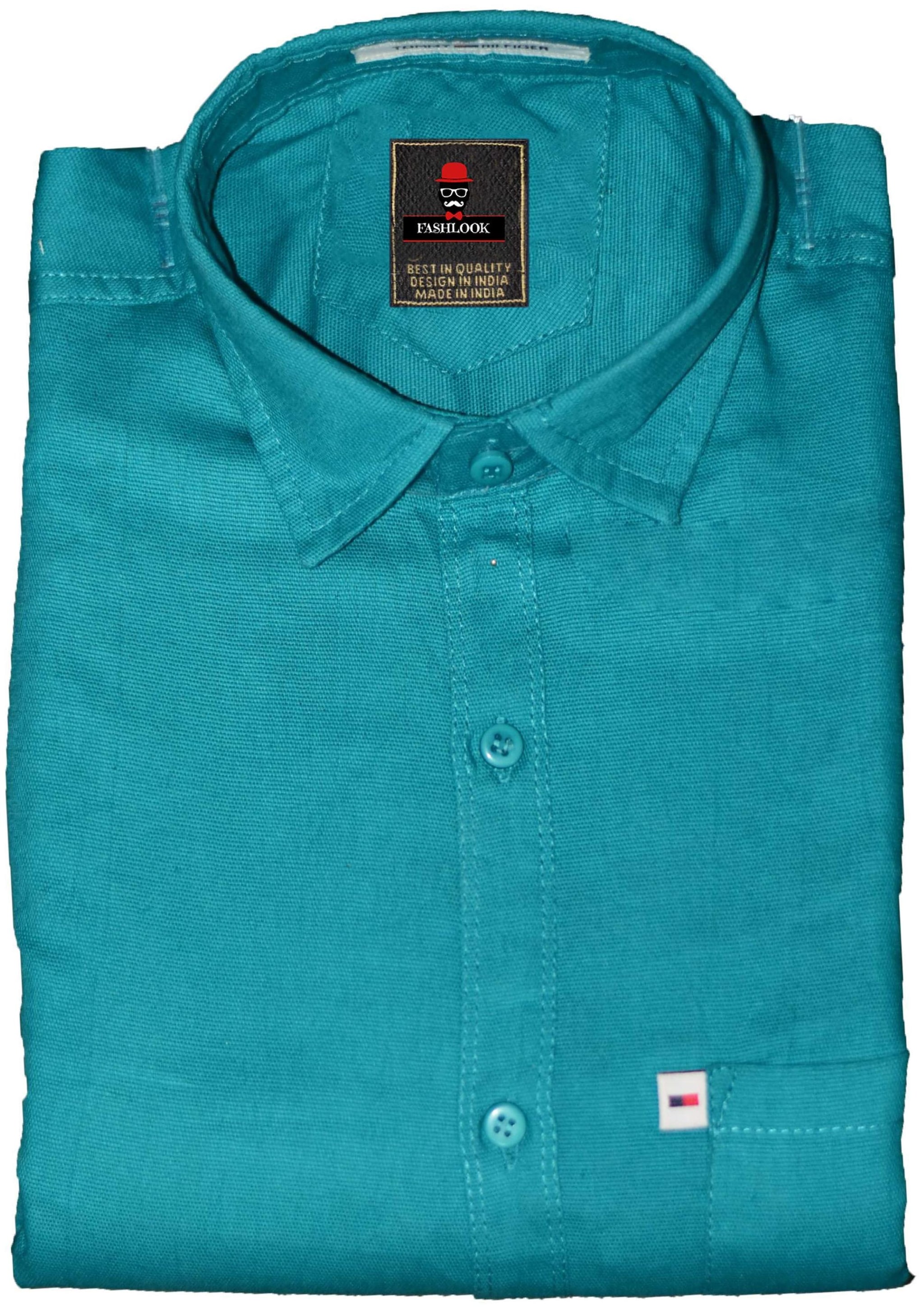 

Fashlook Mens Plain Petrol Blue Casual Shirt
