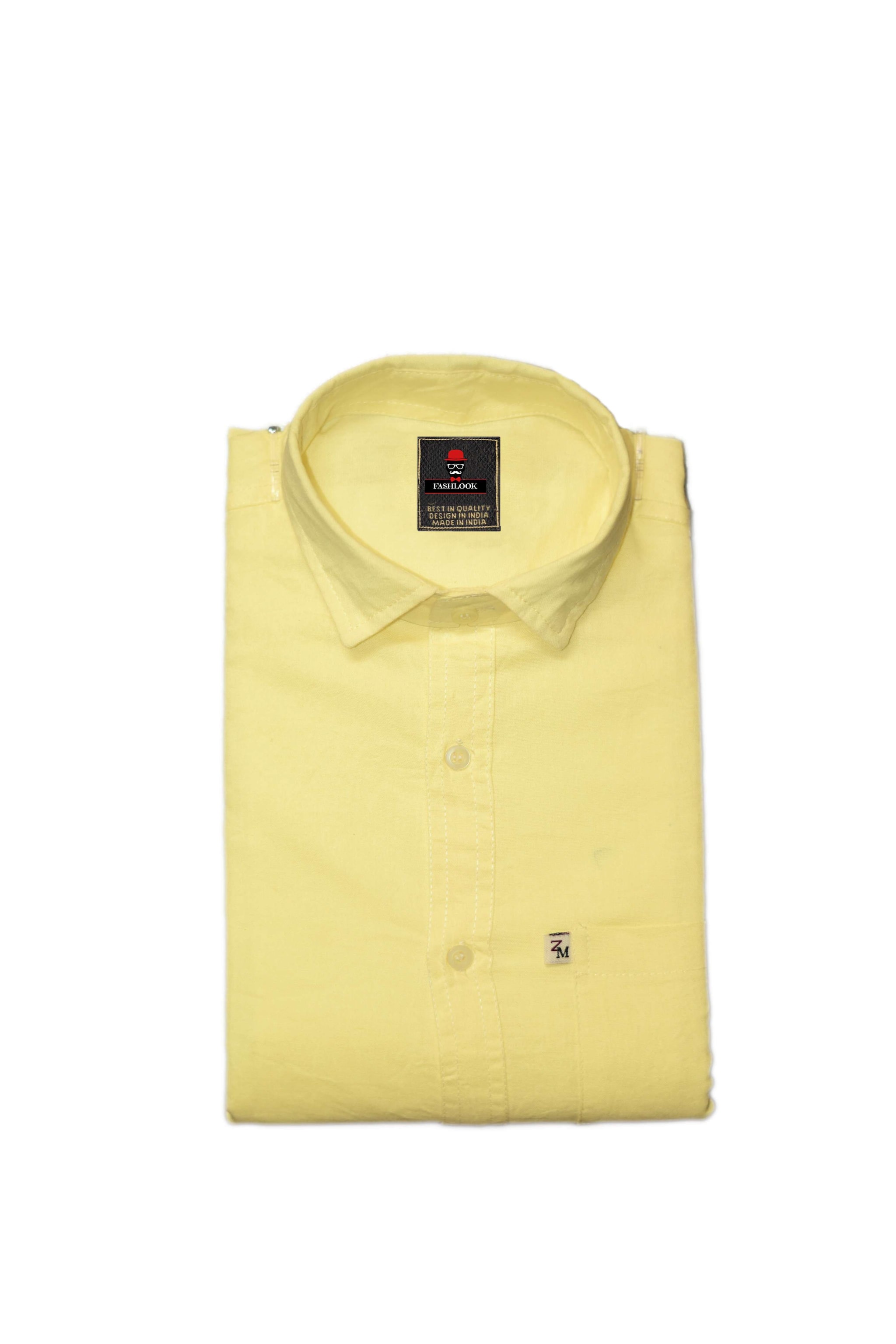 

FASHLOOK Men Yellow Solid Slim Fit Casual Shirt