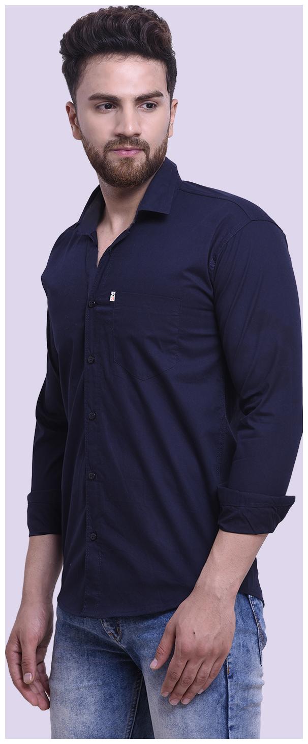 

FASHLOOK Men Blue Solid Slim Fit Casual Shirt