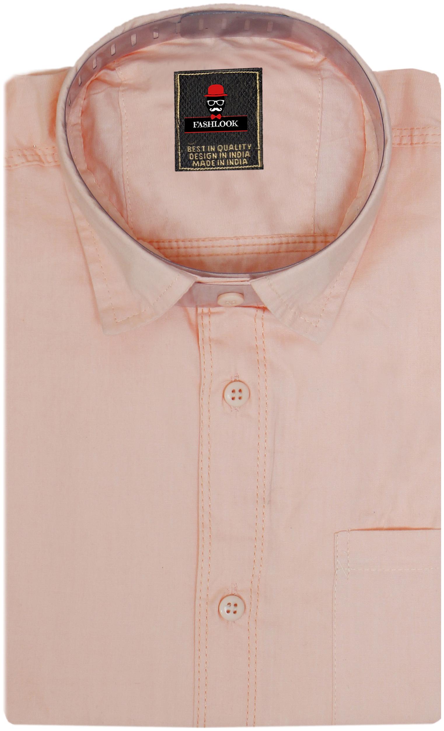 

Fashlook Men s Plain Peach Casual Slim Fit Shirt