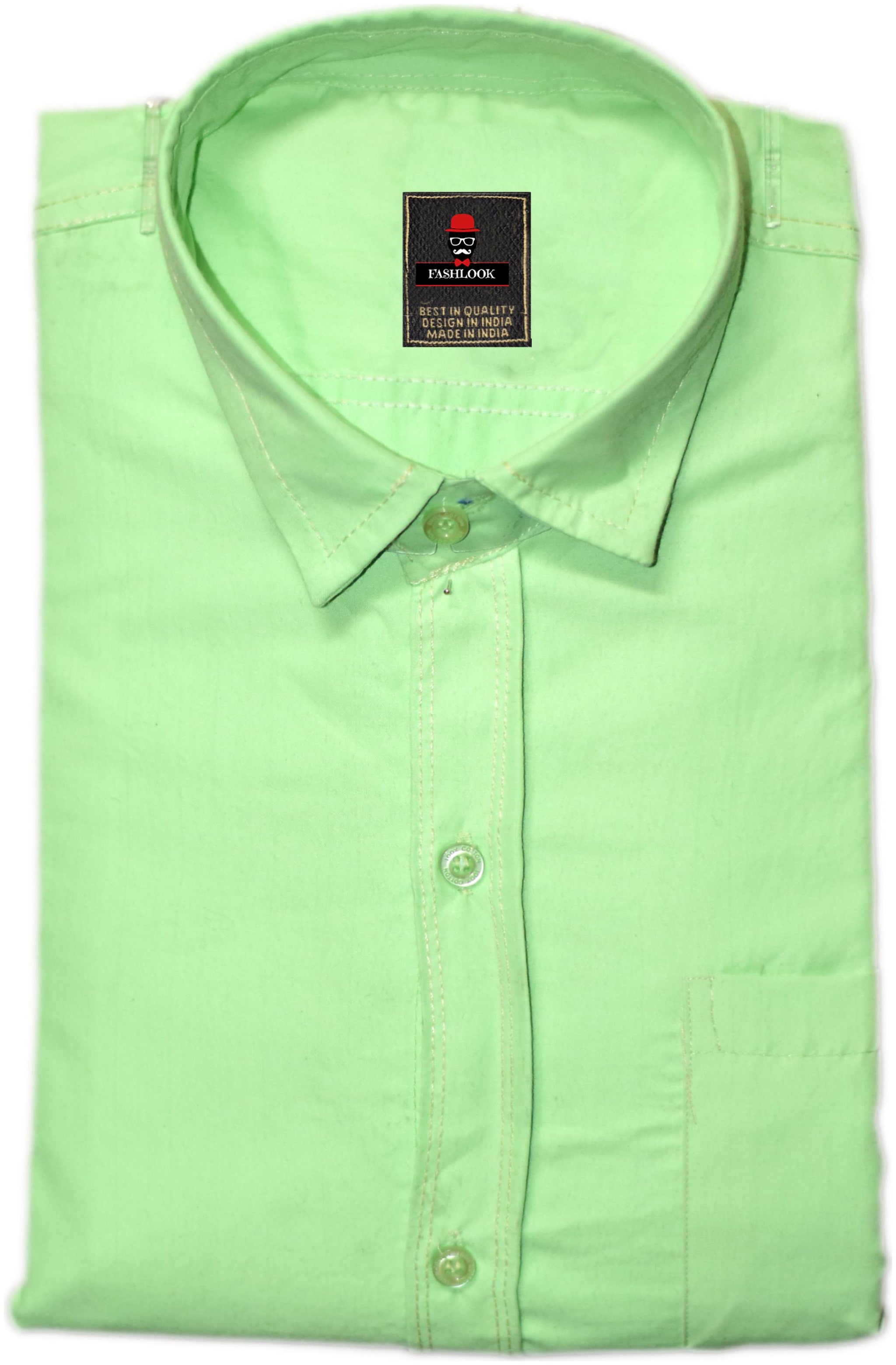 

FASHLOOK Men Green Solid Slim Fit Casual Shirt