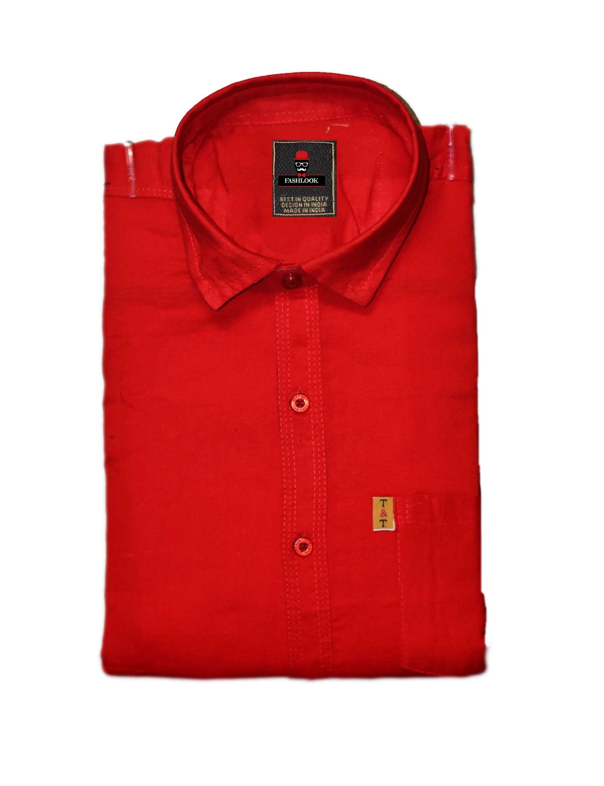 

FASHLOOK Men Red Solid Slim Fit Casual Shirt