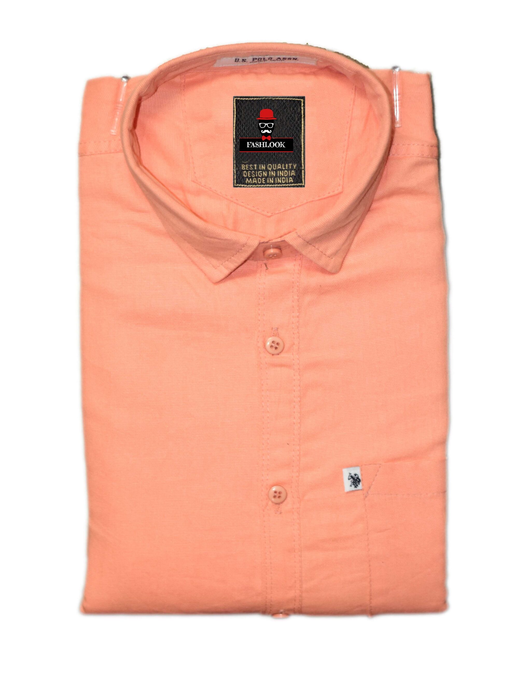 

FASHLOOK Men Orange Solid Slim Fit Casual Shirt