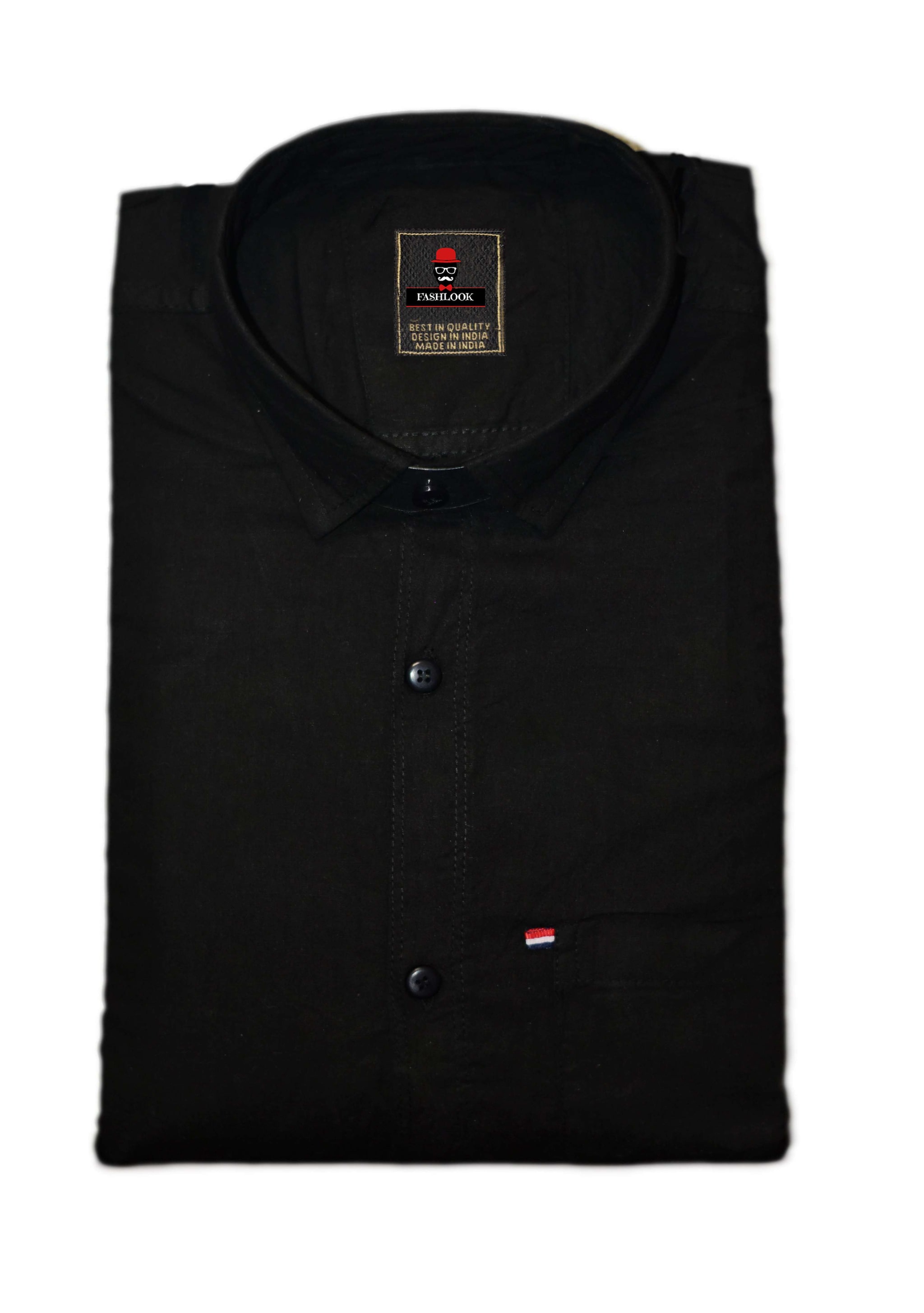 

FASHLOOK Men Black Solid Slim Fit Casual Shirt