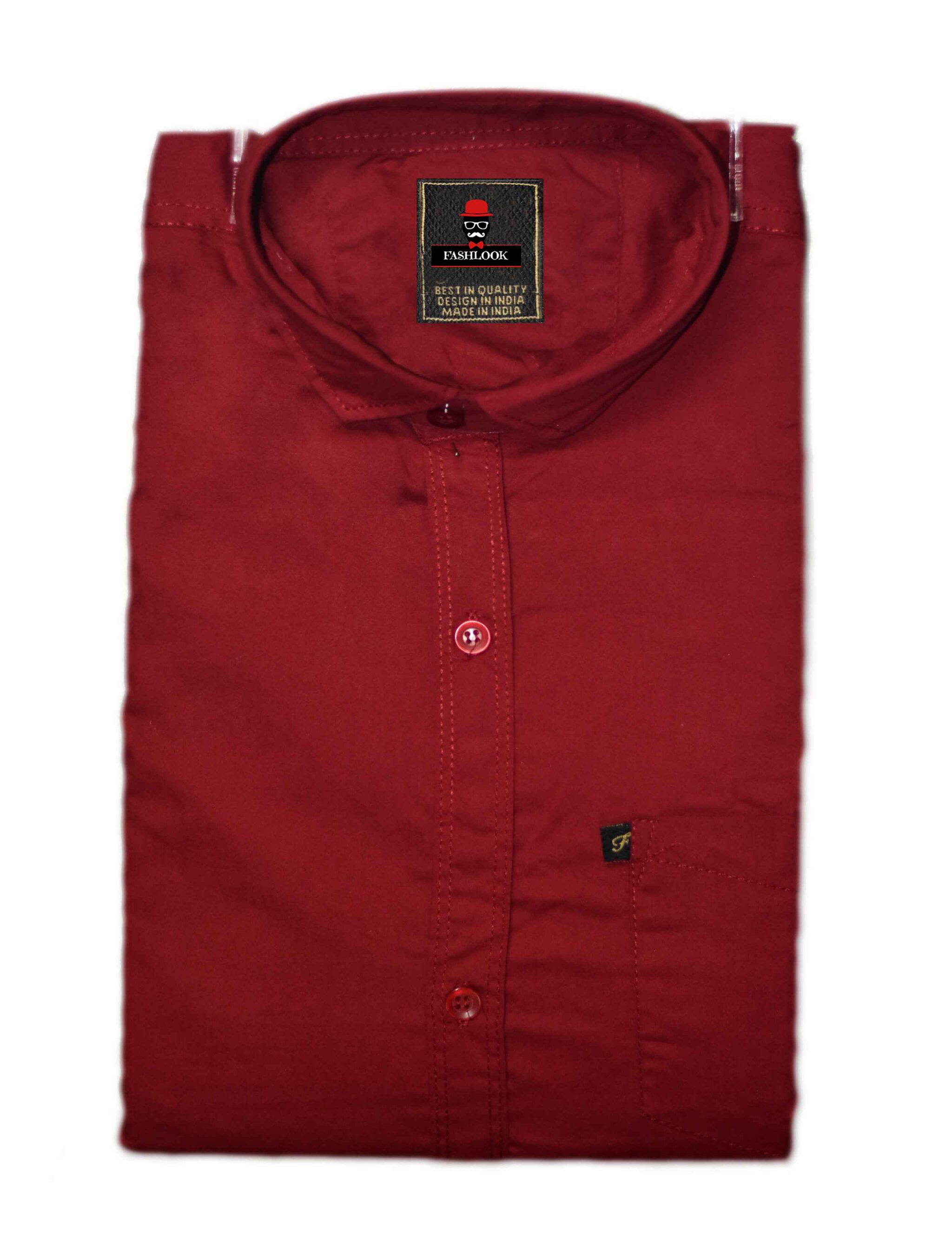 

FASHLOOK Men Red Solid Slim Fit Casual Shirt