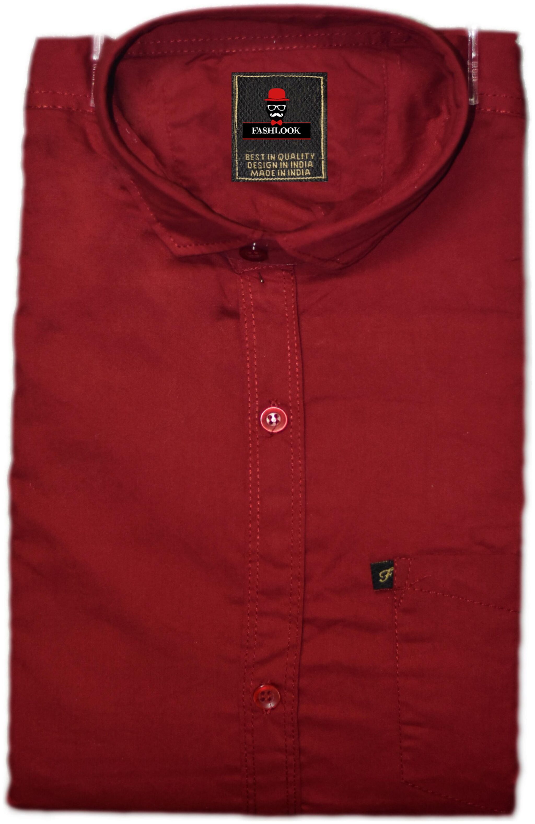 

FASHLOOK Men Maroon Solid Slim Fit Casual Shirt