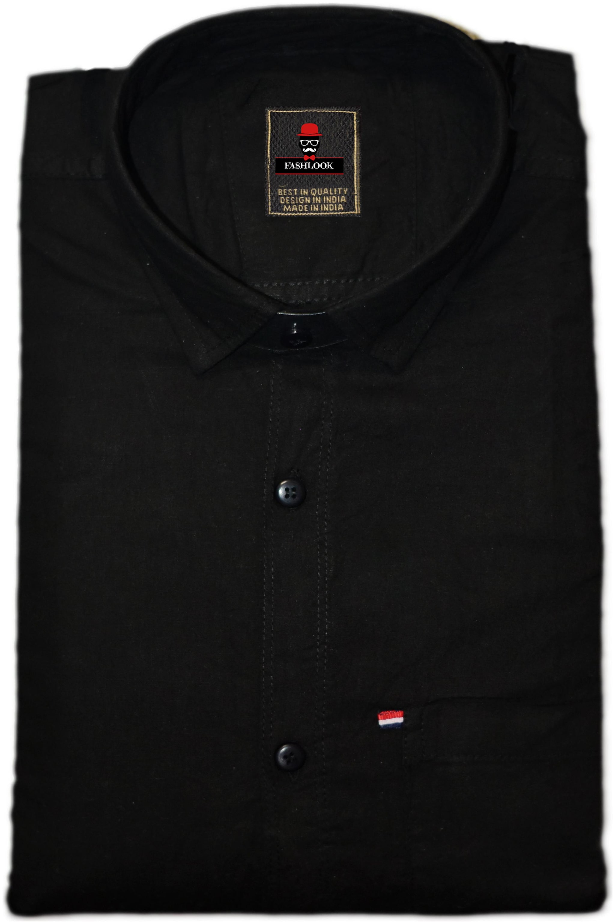 

FASHLOOK Men Black Solid Slim Fit Casual Shirt