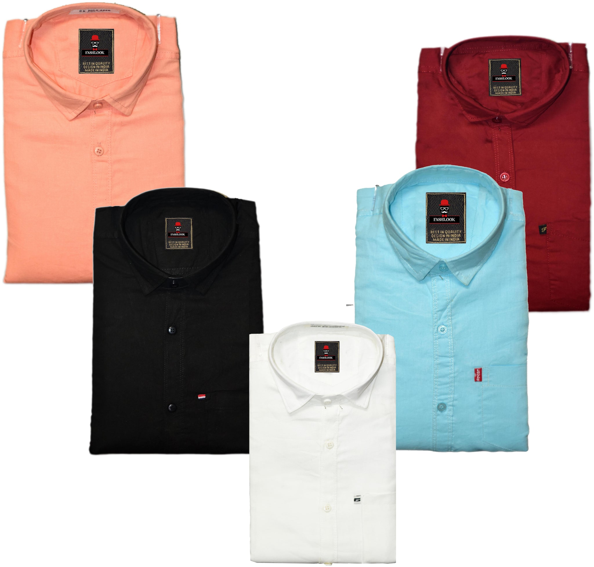 

FASHLOOK Men Black Blue Solid Slim Fit Casual Shirt