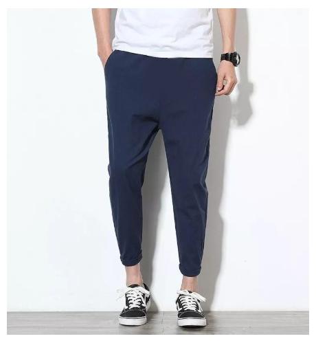 

FASHLOOK Men Navy blue Solid Slim fit Travel friendly Chinos