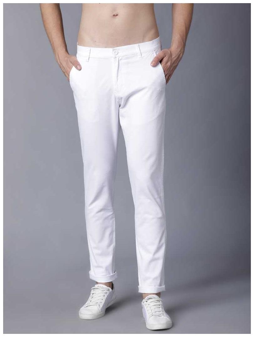 

FASHLOOK Men White Solid Slim fit Wrinkle free Chinos