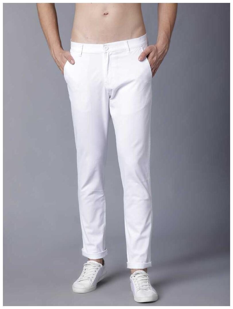 

FASHLOOK Men White Solid Slim fit Wrinkle free Chinos