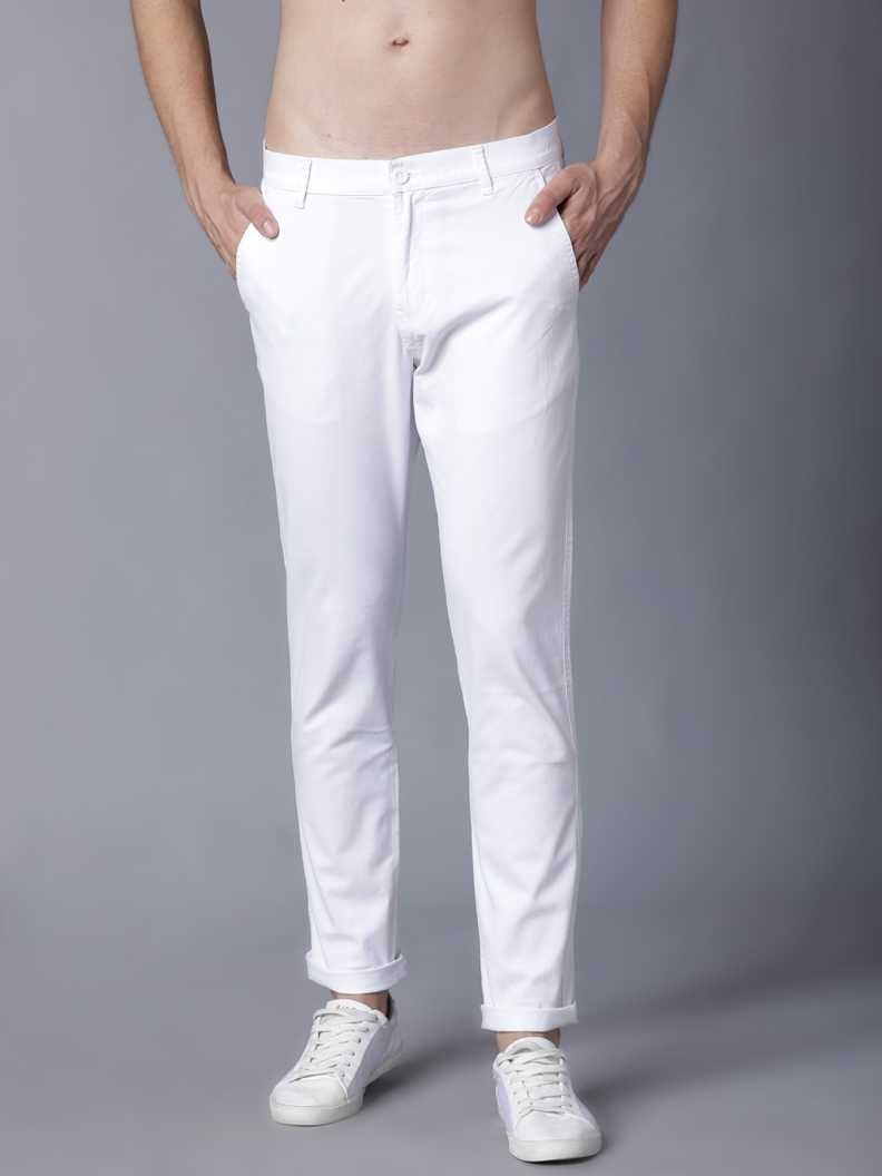 

FASHLOOK Men White Solid Slim fit Wrinkle free Chinos