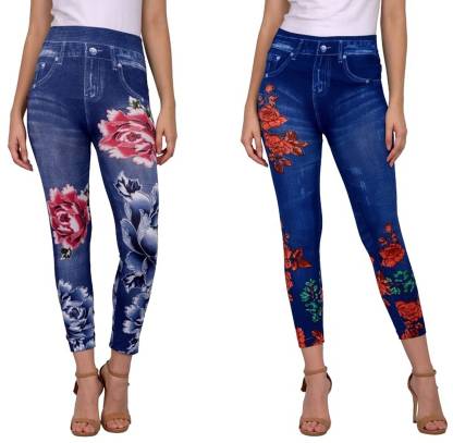 

FASHLOOK Women Denim Floral Blue Jegging