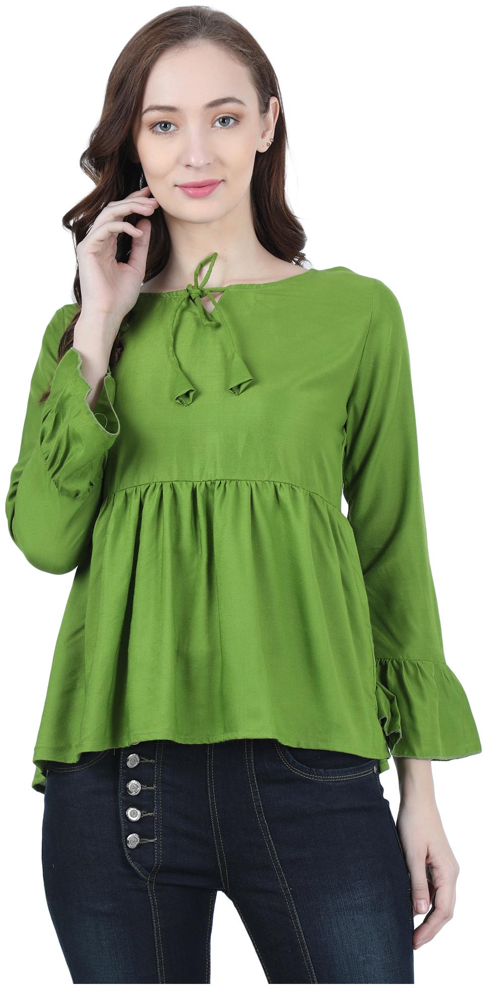 

FASHOPEDIA Women Solid Regular top - Green